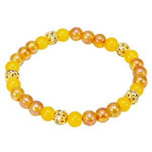 Pulsera Amarillo-Oro Con Bolas De Cristal