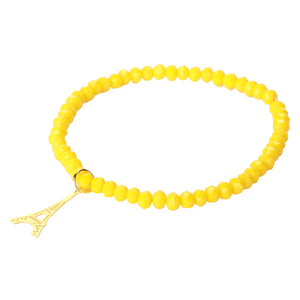 Pulsera Amarillo Con Dije Filigrana Torre Eiffel