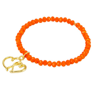 Pulsera Naranja Con Corazones Entre Lazados