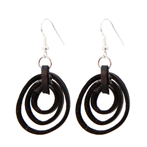 Aretes Imitación Piel De Círculos Negros