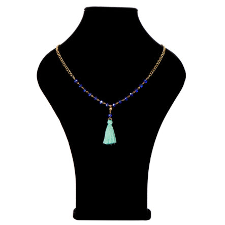 Collar De Cadena Oro Con Rondeles Zafiro Y Borla