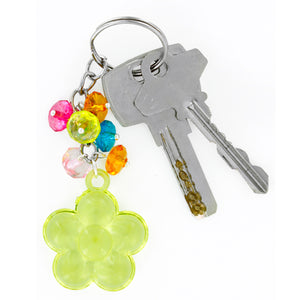 Llavero Con Cuentas Multicolor Y Cuenta Flor