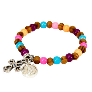 Pulsera Con Cuentas De Redondas Y De Madera