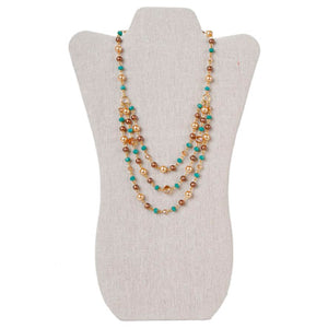 Collar Triple De Engarces Oro Con Rondeles Y Perlas