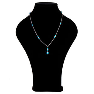 Collar De Cadena Con Perlas Destellos Azul
