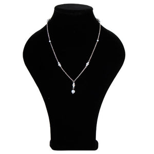 Collar De Cadena Plata Con Piedra Rondel Y Perlas Destellos