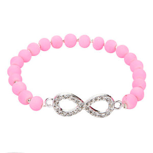 Pulsera De Cuentas Caucho Con Dije Infinito