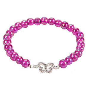 Pulsera Cuenta Redonda Cristal Fiushay Dije Mariposa
