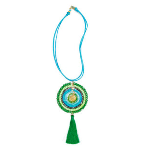 Collar De Cordón Imitación Piel Y Círculo De Rondeles Con Borla