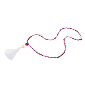Collar Lila-Morado Con Dije Círculo Y Borla