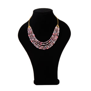 Collar De Cadena Con 5 Hilos De Cristal Surtido Rosa
