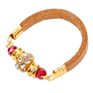 Anillo Cordón Imitación Piel Con Rondel De Piedra