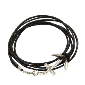 Pulsera De Cordón Negro Con Dije Broche Ancla