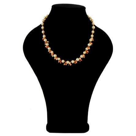 Collar De Perla Y Rondeles Engarzados
