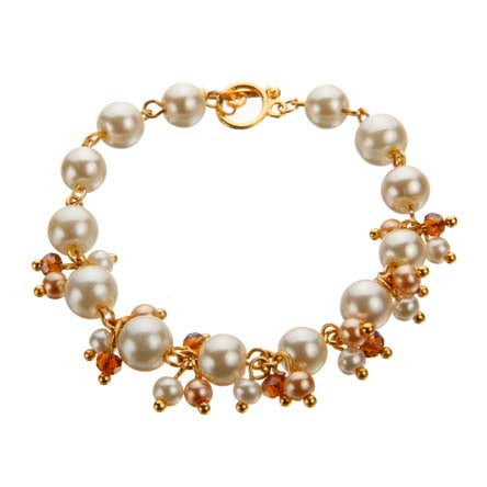 Pulsera De Perlas Y Rondeles Engarzados