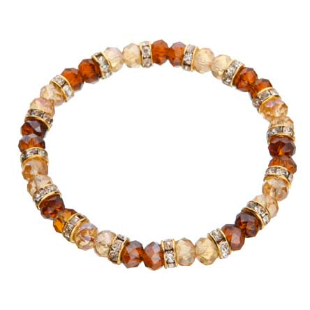 Pulsera Con Rondeles Oro Cristal-Topacio Y Rondes Piedra
