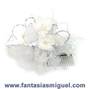 Tocado Boda Blanco, Plata