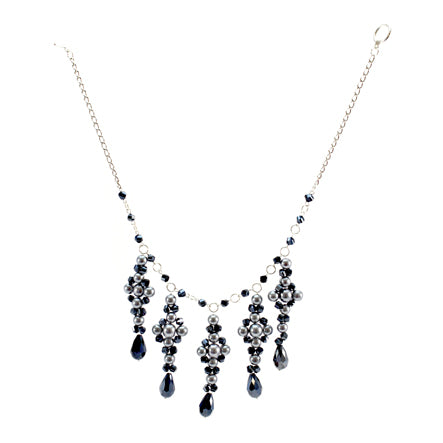 Collar Perlas Gotas Negras