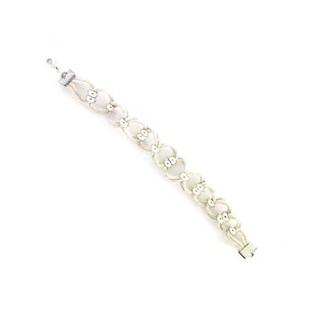 Pulsera Tejida Blanco-Plata