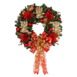 Corona Con Ornamento Ángel Diamantado Y Pick Nochebuena Diamantada