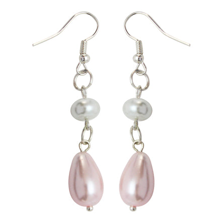 Aretes Con Perlas Rosa-Blanco