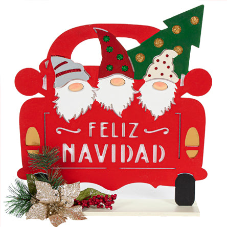 Adorno Gnomos Camioneta Roja
