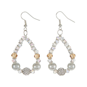 Aretes Triagulo Cristal Con Perlas