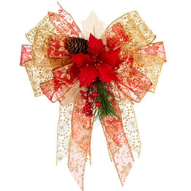 Fantasías Miguel Clave:ML1984 Moño Rojo/Oro Con Listón De Organza