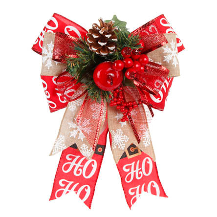 Moño Con Listón Ho Ho Y Pick Navideño