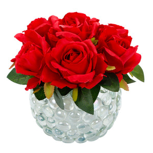 Pecera Con Rosas Rojas
