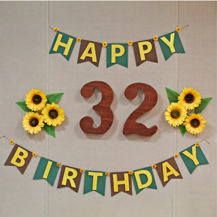 Letrero Happy Birthday  Con Girasoles