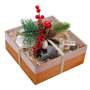 Caja Regalo Rustica Con Pick Navideño