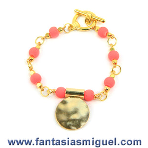 Pulsera Con Cuentas Coral