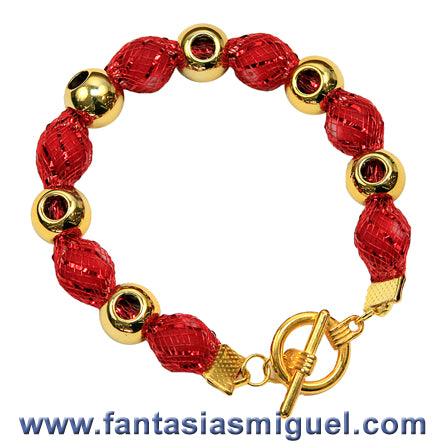 Pulsera Con Cta. Caucho Con Malla Roja