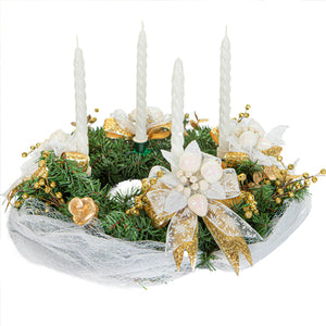 Corona Adviento Blanco / Oro