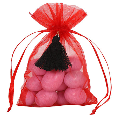 Bolsita De Organza Con Borla Negra