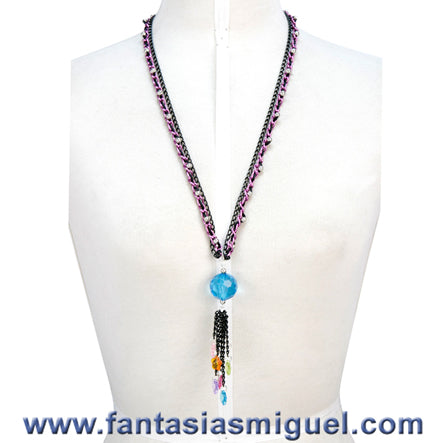 Collar Cadena Fiusha Y Negro