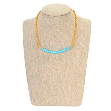 Collar De Cadena Oro Con Perlas Destello Azul