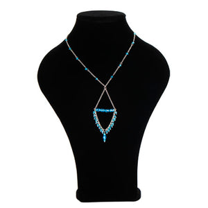 Collar De Cadena Con Rondeles Azul Engarzados