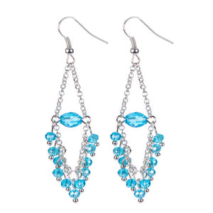 Aretes Colgantes De Cadena Con Rondel Turquesa
