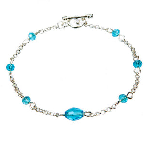Pulsera De Cadena Con Cuenta Rondel Turquesa