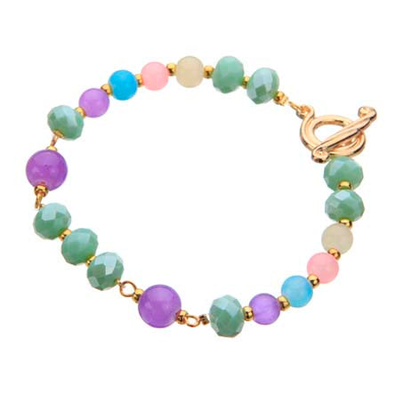 Pulsera Con Cuentas Redondo Multicolor Y Rondeles Menta
