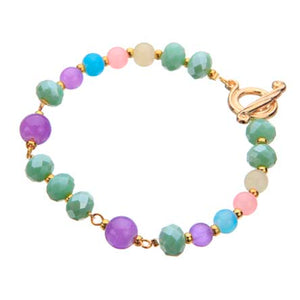 Pulsera Con Cuentas Redondo Multicolor Y Rondeles Menta