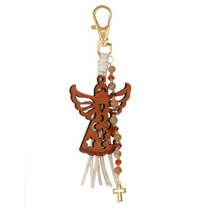 Llavero Con Angelito De Madera