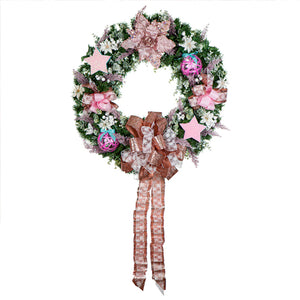 Corona De Pared Nochebuenas Rosa