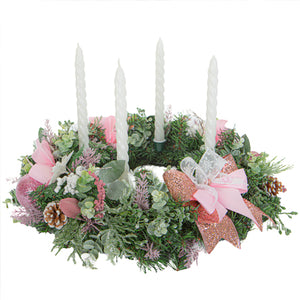 Corona De Adviento Rosa-Blanco