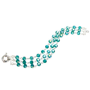 Brazalete Triple De Engarce Con Cuenta Cristal Pastilla