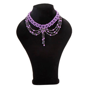 Collar Gargantilla Con Perlas Destello Lavanda