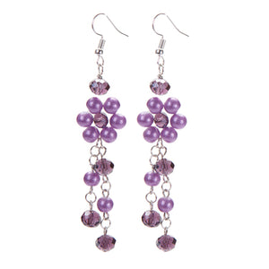 Aretes Colgantes Con Perlas Destellos Lavanda
