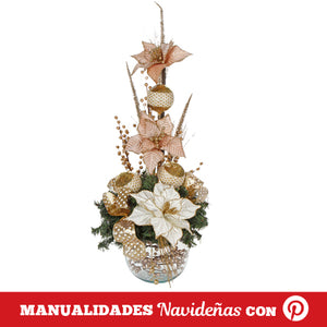 Arreglo Navideño Con Esfera De Cristal Y Guía De Cerezas